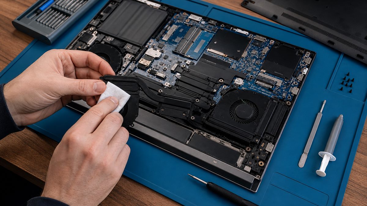Laptop Battery Area Hot practical check setup